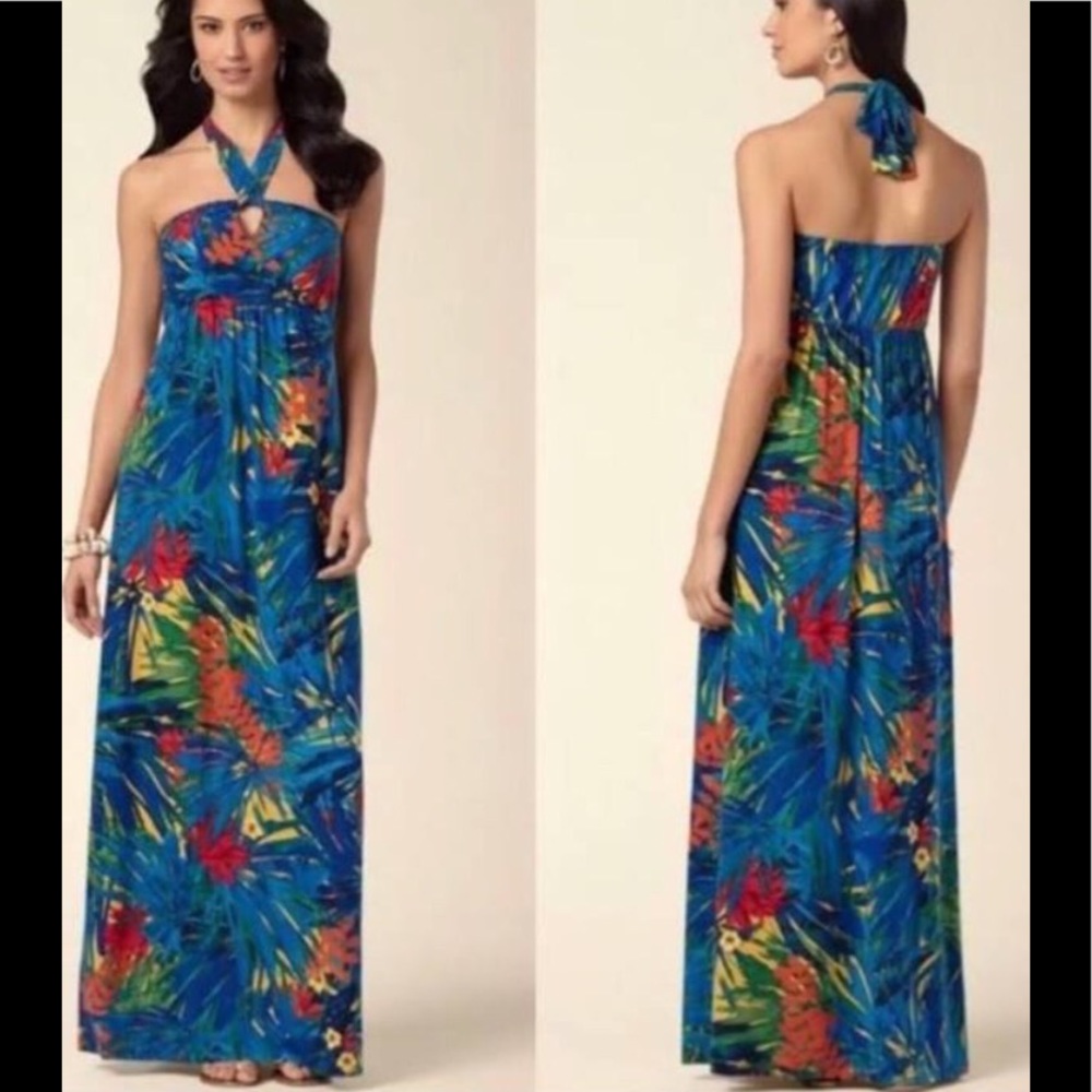 Soma halter tropical print maxi dress S NWOT